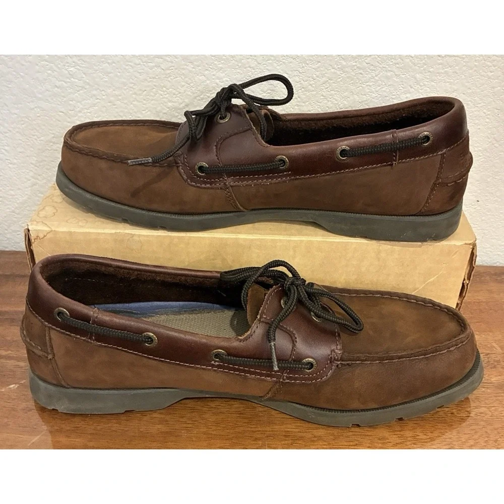 Sperry Top Sider Leeward 2-Eye Boat Shoes Men 10.5M Casual Lace Up Leather Brown